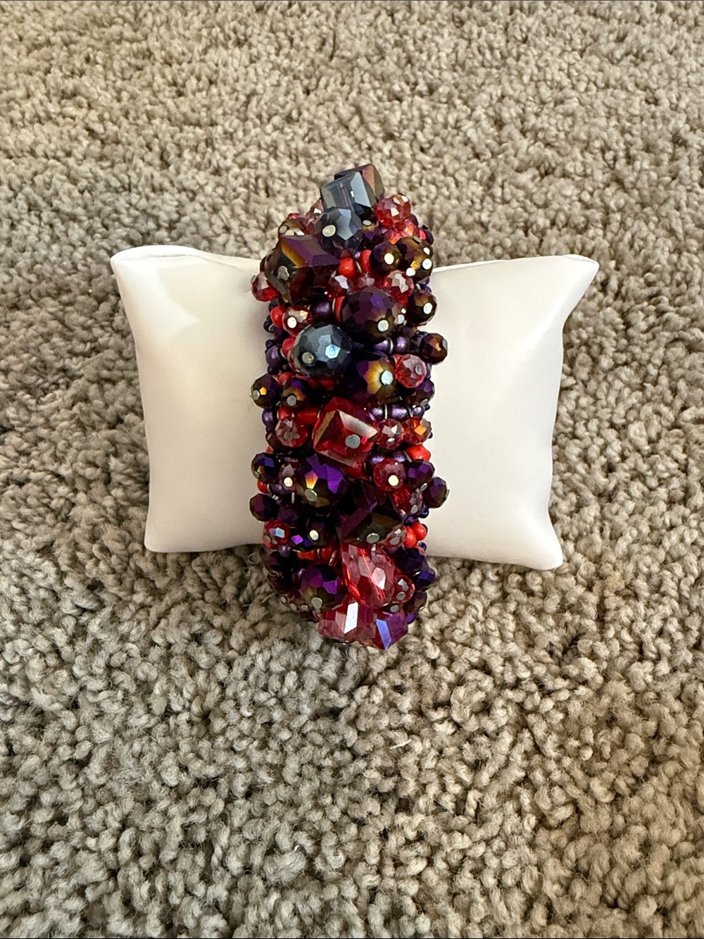 Sassy Jones Rochinda Cluster Crystal Stretch Bracelet - Purple & Red